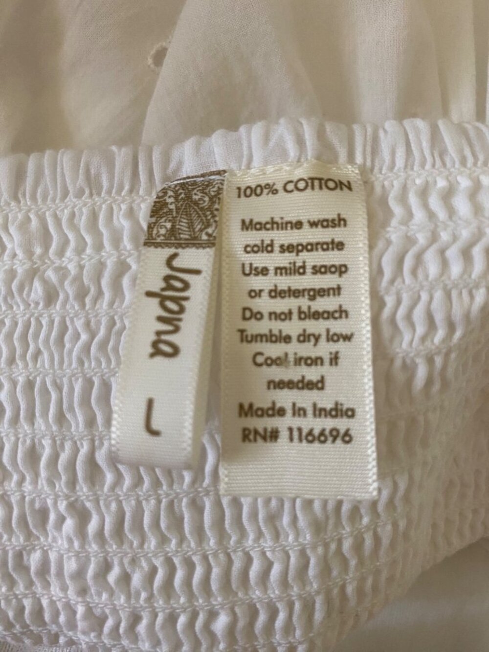 White Eyelet Cotton Midi Dress With Smocked Back Straps Size L - Picture 6 of 7